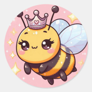 Sticker Rond Belle Dessin de la Reine Bee