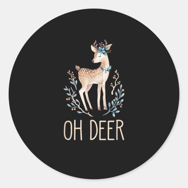 Sticker Rond Belle drôle de cerf Oh cerf design moderne  (Devant)
