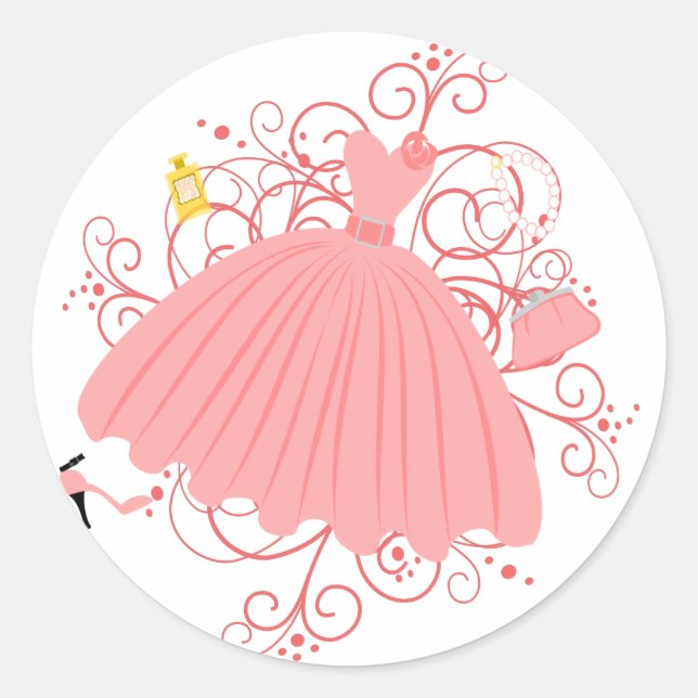 Sticker Rond Belle et belle robe (Devant)