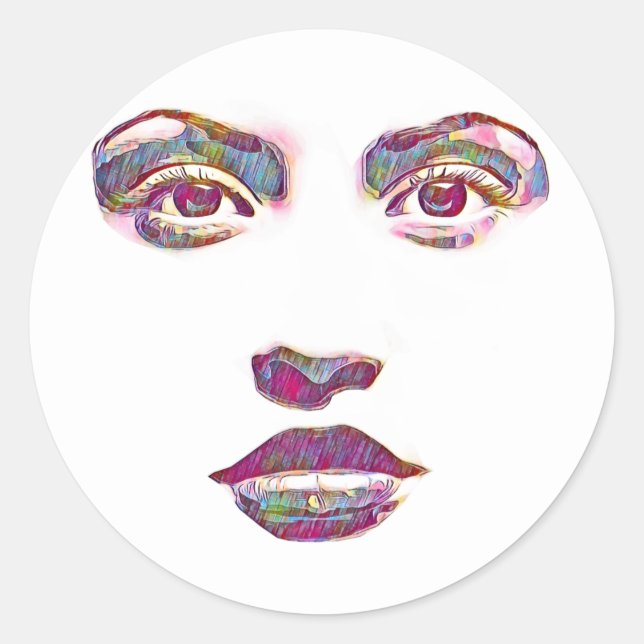 Sticker Rond belle femme abstraite face maquillage beauté art (Devant)