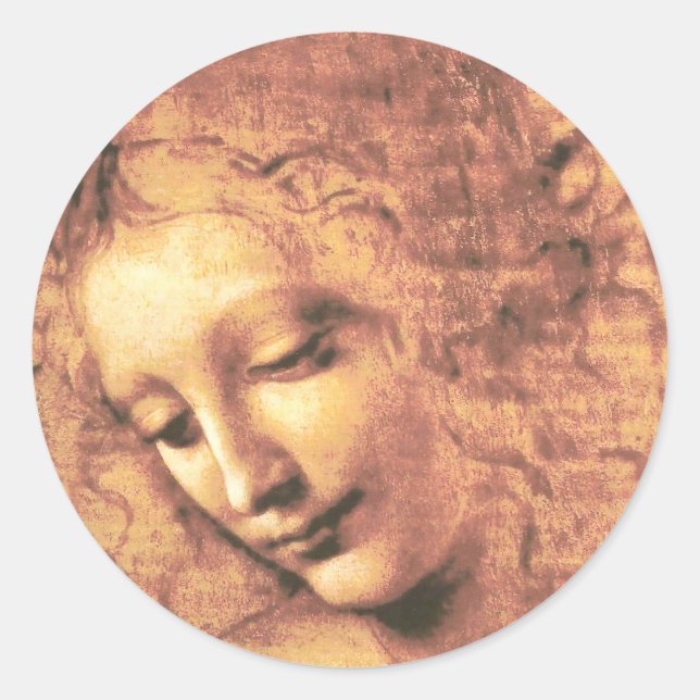 Sticker Rond Belle Femme de Léonard de Vinci (Devant)