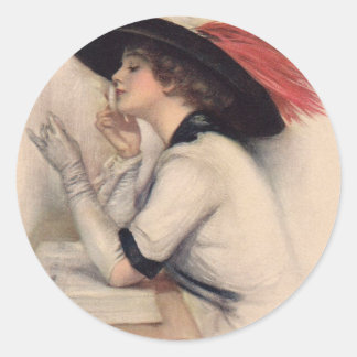 Sticker Rond Belle Femme Voter - Mode Suffrage Vintage