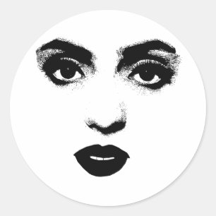 Sticker Rond Belle femme Yeux lèvres Maquillage visage Art orig