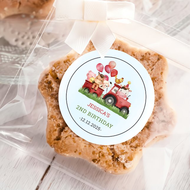 Sticker Rond Belle ferme Animaux fête d'anniversaire (Créateur téléchargé)