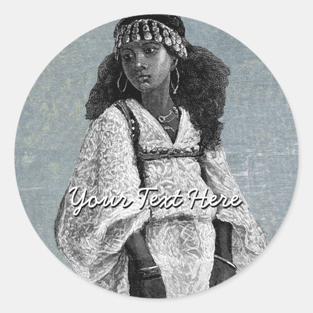 Sticker Rond Belle fille africaine (Devant)