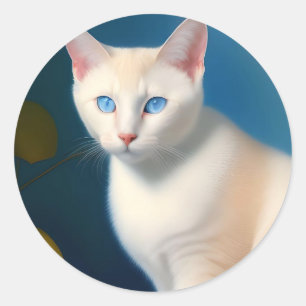 Sticker Rond Belle Flamme Point Chat Siamois