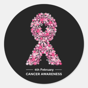 Sticker Rond Belle Fleur World Cancer Day Sensibilisation 1