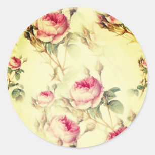 Sticker Rond Belle florale Vintage