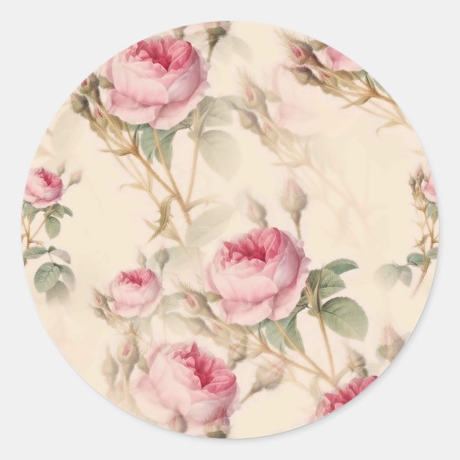 Sticker Rond Belle florale Vintage (Devant)