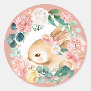 Sticker Rond Belle Forêt Boisée Animaux - Petit Lapin