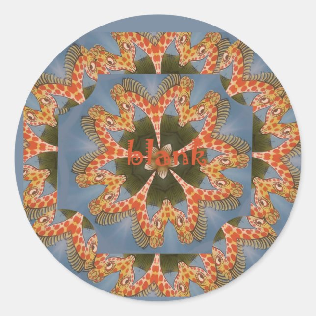 Sticker Rond Belle Giraffe colorée extraordinaire africaine vie (Devant)