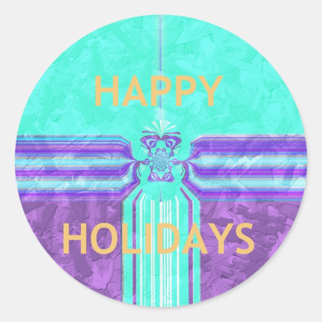 Sticker Rond Belle Happy Holidays Blue Cyan conception vectorie (Devant)