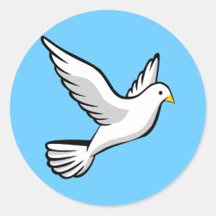 Sticker Rond Belle illustration d'animation de colombe de blanc