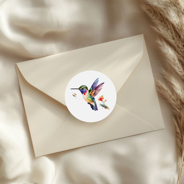 Sticker Rond Belle illustration de colibri coloré (Créateur téléchargé)