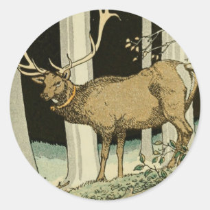 Sticker Rond Belle illustration de wapitis Vintages Créatures d