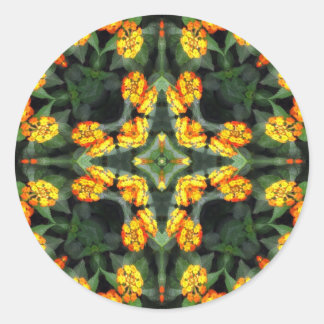 Sticker Rond Belle Lantana orange et jaune Kaleidoscope 4