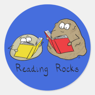 Sticker Rond Belle Lecture Livres Bibliothèque Enfants Dessin
