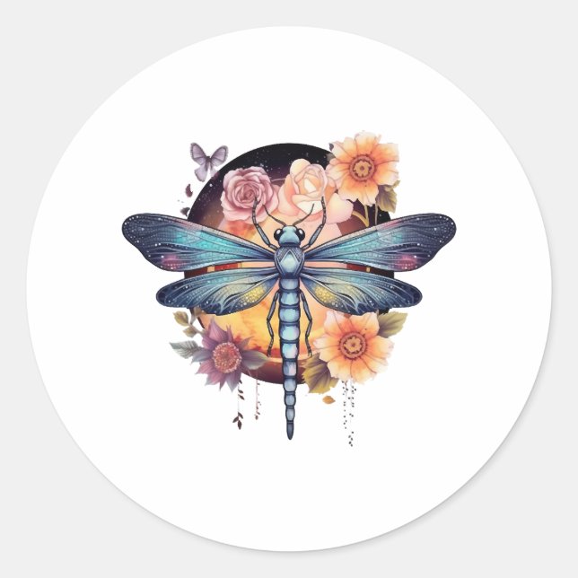 Sticker Rond Belle libellule (Devant)