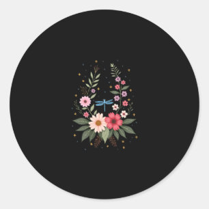 Sticker Rond Belle Libellule Art Aquarelle Amoureux des Insecte