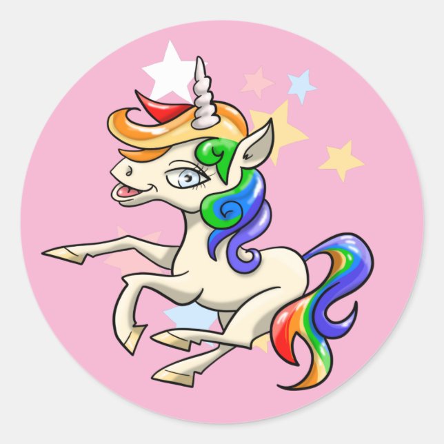 Sticker Rond Belle licorne magique (Devant)