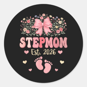 Sticker Rond Belle-mère est 2026 Fleurs Fête des mères en atten