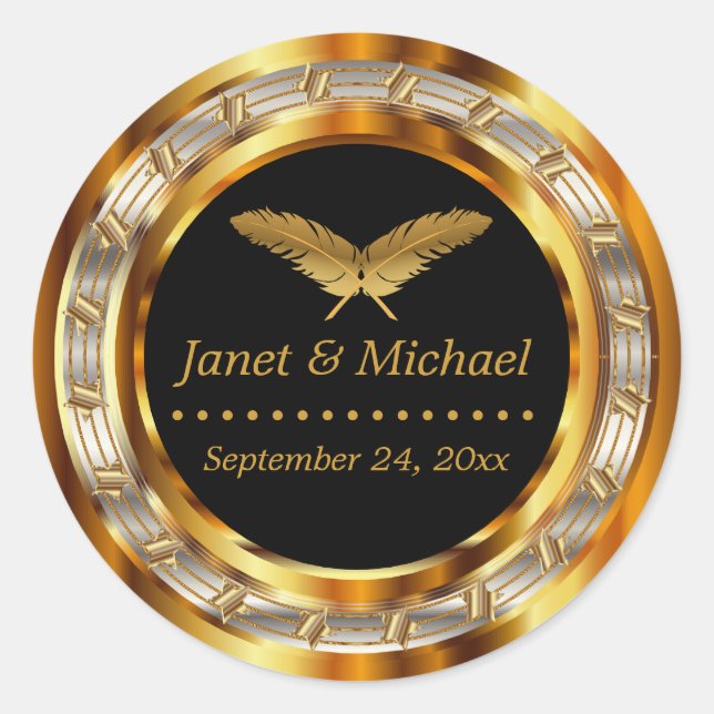 Sticker Rond Belle or métal et noir (Devant)