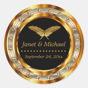 Sticker Rond Belle or métal et noir