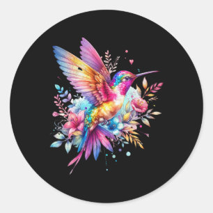 Sticker Rond Belle Oreille-Colibri Florale Spirituelle Cravate-
