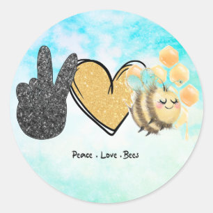 Sticker Rond Belle Paix Aimer Les Abeilles