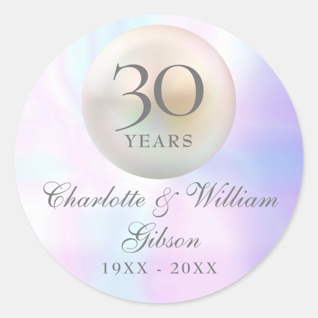 Sticker Rond Belle Perle 30e Anniversaire (Devant)