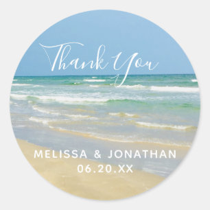 Sticker Rond Belle plage Mariage Merci de bord de mer