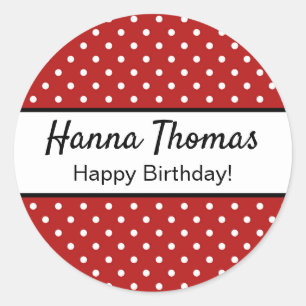 Sticker Rond Belle Polka Blanc Rouge Point Anniversaire