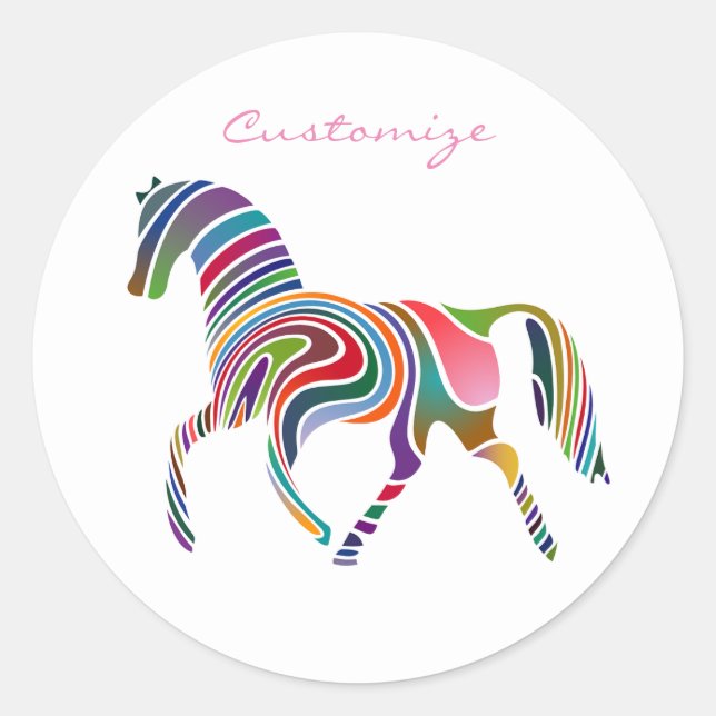 Sticker Rond Belle Rainbow Color Horse Thunder_Cove (Devant)