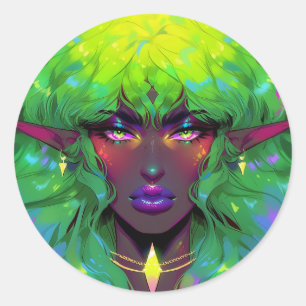 Sticker Rond Belle reine elfe glorieuse