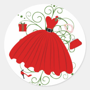 Sticker Rond Belle robe de Noël
