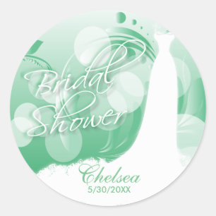 Sticker Rond Belle robe nuptiale en vert et blanc