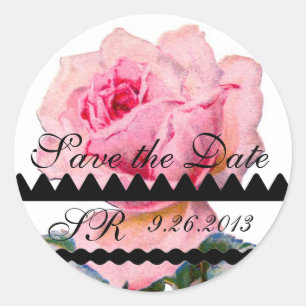 Sticker Rond BELLE ROSE ROSE ROSE ROSE Enregistrer la date Mono