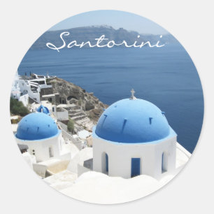 Sticker Rond Belle Santorin Grèce