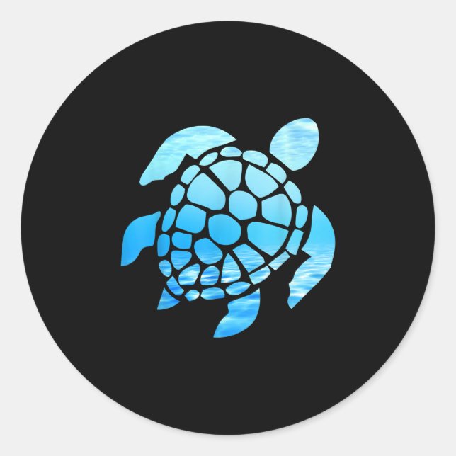 Sticker Rond Belle Silhouette De Tortue De Mer Vue Sous-Marine (Devant)