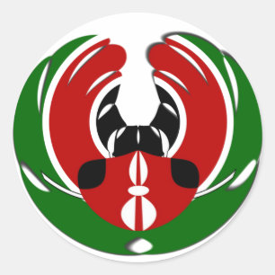 Sticker Rond Belle Tapisserie kenyane : Drapeau kényan Papillon