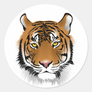 Sticker Rond belle tête de tigre de dessin animé