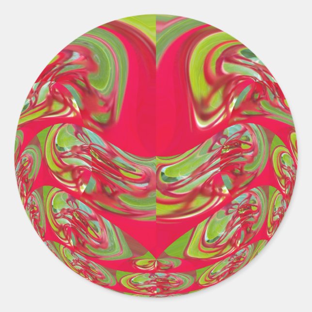 Sticker Rond Belle texture rouge et verte Couleur Art Abstrait (Devant)