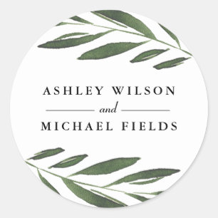 Sticker Rond Belle verdure Fern Leaf Mariage moderne Faveur