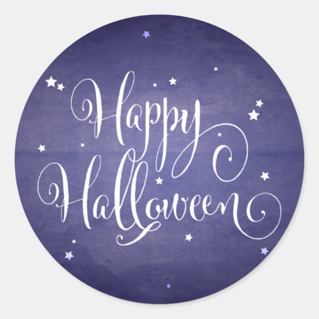 Sticker Rond Belle Vintage Etoiles Bleu Halloween (Devant)