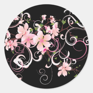 Sticker Rond Belles fleurs de cerisiers
