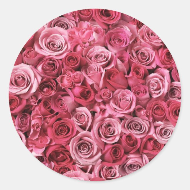Sticker Rond Belles roses roses roses (Devant)
