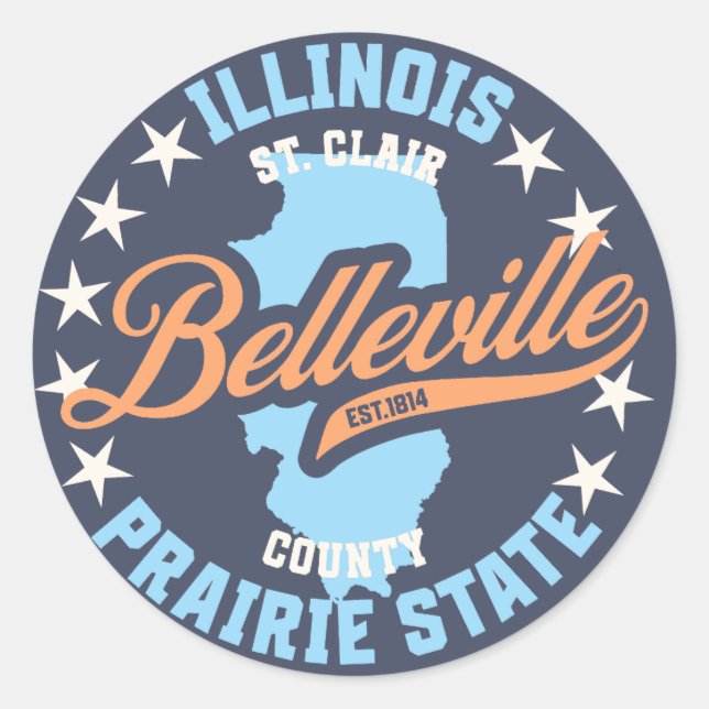 Sticker Rond Belleville, Illinois (Devant)