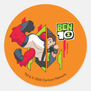 Sticker Rond Ben 10 Transformation de l'ADN à quatre armes