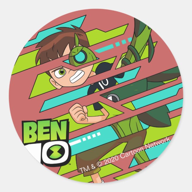 Sticker Rond Ben 10 Transformation de l'ADN de Wildvine (Devant)