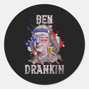 Sticker Rond Ben Drankin 4 juillet Benjamin Franklin États-Unis